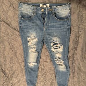 Wax Jean Blue Skinny Distressed Denim